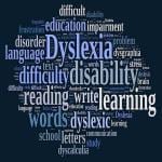 Illustration with word cloud about dyslexia