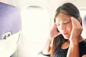 woman suffering from flying phobia