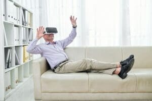 Male using VR Therapy in the office