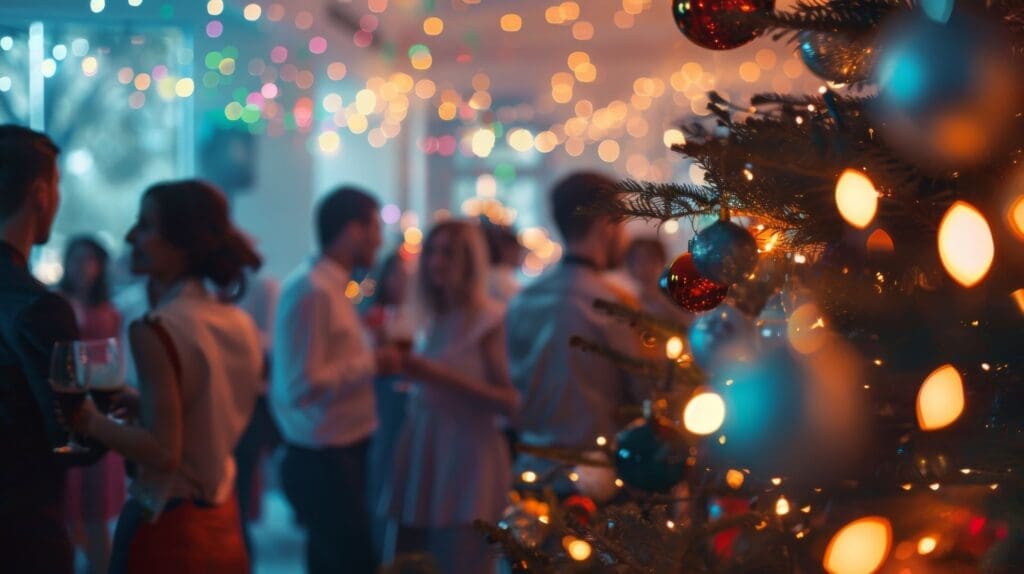 The background of a holiday party