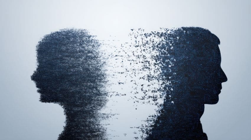 The rise of gray divorce as depicted by disolving man and woman images