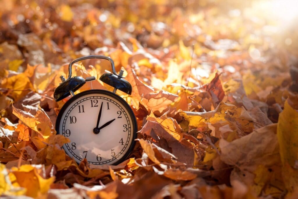 Photo of a clock showing the fall back to day light savings