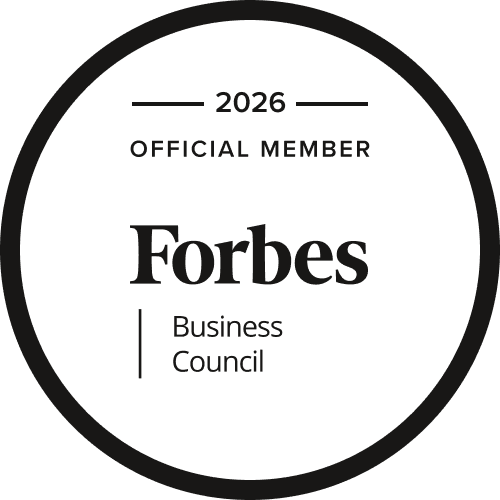 Official Seal of the Forbes Business Council Showing Ginny Estupinian PhD is a full member