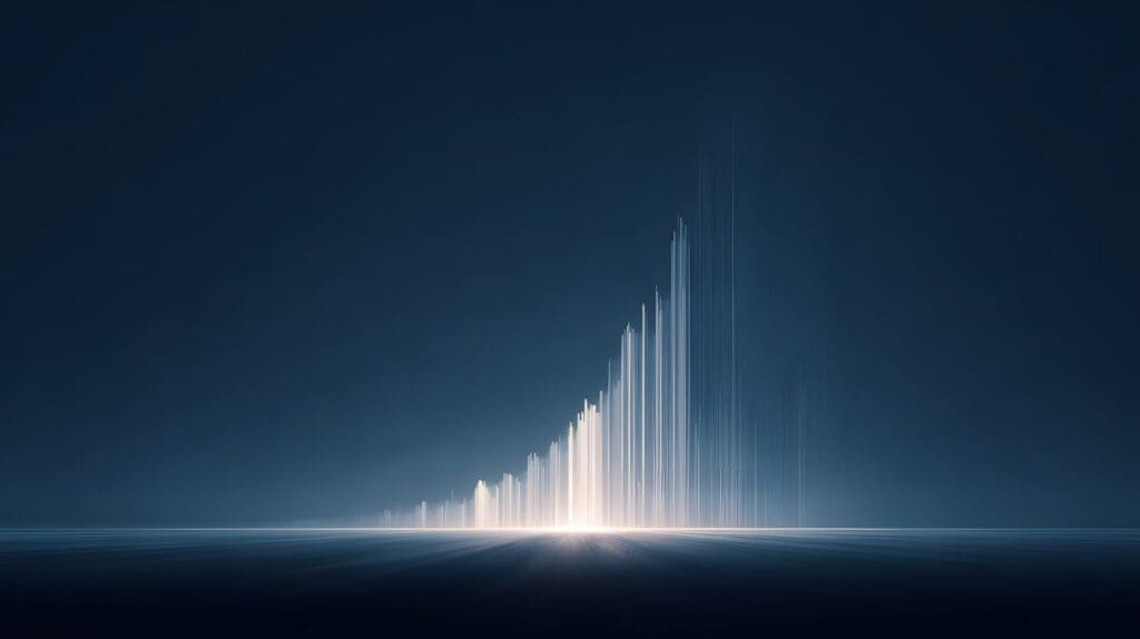 Upward-trending light graph illustrating gradual growth and the compound effect over time