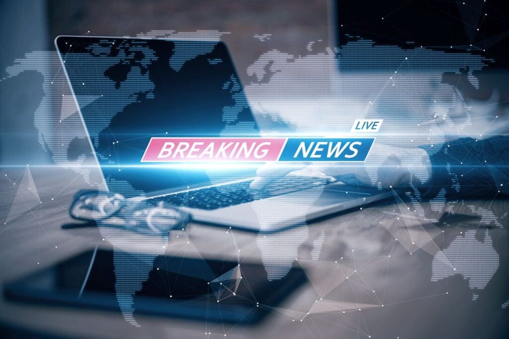 photo of breaking news showing up in a computer feed.