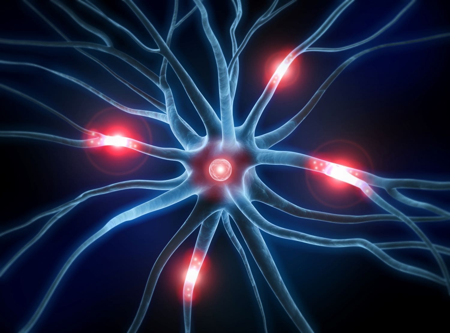 Illustration of a neuron firing in response to trauma, representing the neurobiological effects of PTSD treated at Dr. Ginny Estupinian's Los Gatos psychology practice