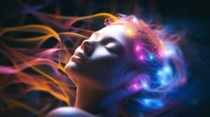 an AI illustration of brain waves during sleep