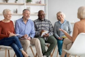 Photo of older adult group therapy offered by Ginny Estupinian PhD geriatric psychologist 