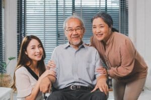 Photo of older adult and their family as part of family therapy for older adults offered by Ginny Estupinian PhD geriatric psychologist 